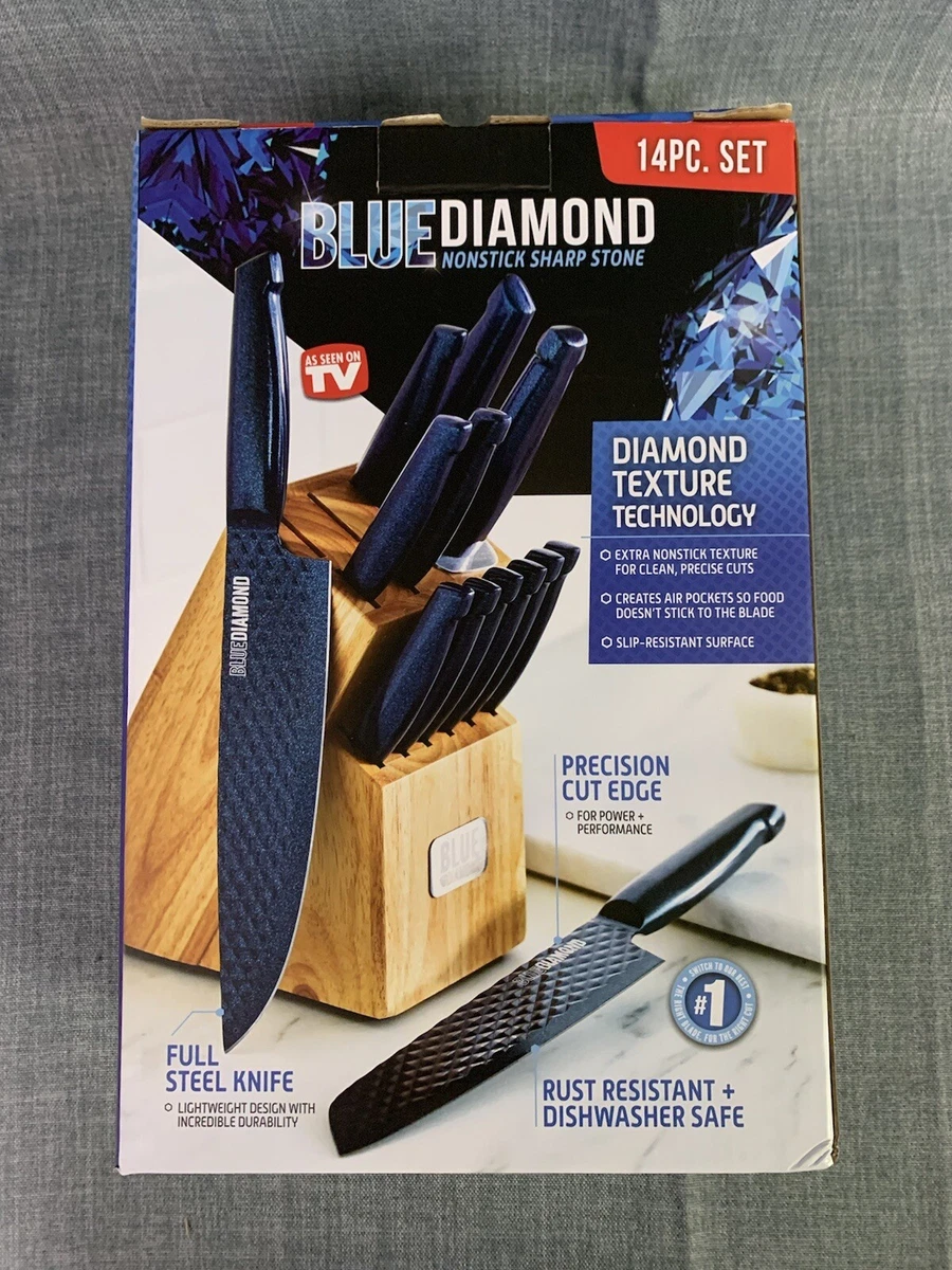 Blue Diamond Sharp Stone Nonstick 14-Piece Stainless Steel Knife Block Set