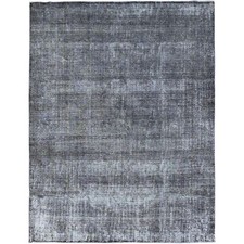 9'6" x 12'4" Asphalt Gray Wool Vintage Hand Knotted Tebraz Oriental Rug R86931