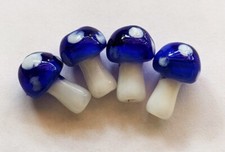 4pcs Mushroom Lampwork Glass Beads Blue Color 18 mm x 12 mm   m12 