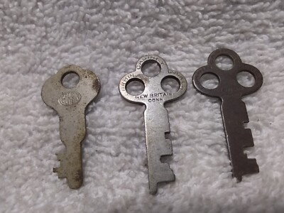 3 Corbin Cabinet Keys Turn Of the Century 1900 's Great Antique