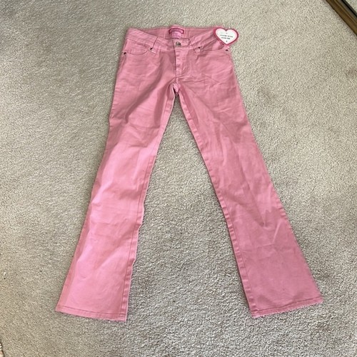 NWT Deadstock Y2K Pants 1 Pink High Rise Crystal Gem Kick Flare Bootcut Silver - Picture 2 of 7