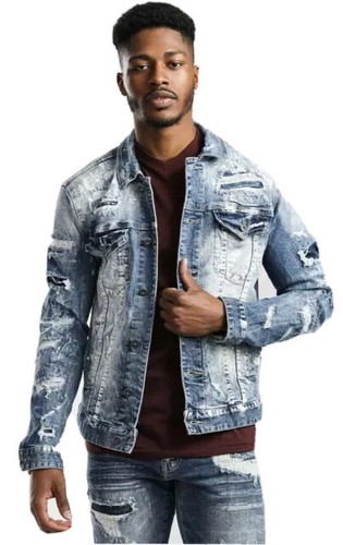 mens jean jacket distressed