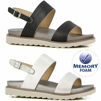 Ladies Low Wedge Sandals New Memory Foam Cushioned Holiday Summer Slingback  Shoe