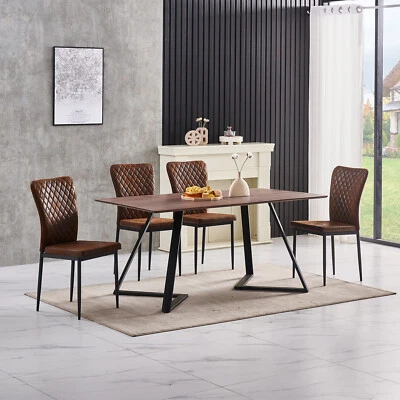 OAK Effect Dining Table Set 6/4 Leather/Velvet/Suede Chairs Kitchen Home Office