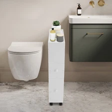 Slim Bathroom Storage Cabinet Floor Standing Toilet Paper Organizer Shelves SALE