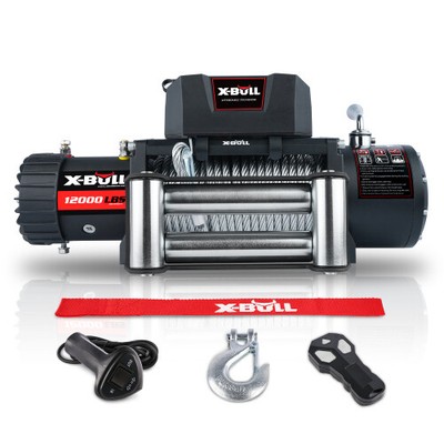 Electric Winch 12000 LBS Steel Cable Wireless Remote Off-Road 4WD VNF