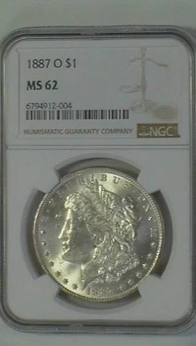 1887 O NGC MS 62 Morgan Silver Dollar VAM 13A Cud Below Neck