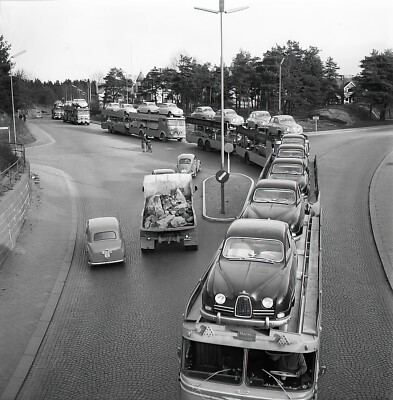 Saab Model 96 48 cars loaded on 6 car carriers 8 x 8 Photograph
