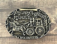 1970's America's Heroes Firedept Volunteers Brass Belt Buckle