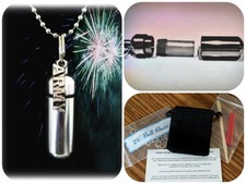 COMPLETE SET - Army CREMATION URN with Necklace, Velvet Pouch, Fill Kit