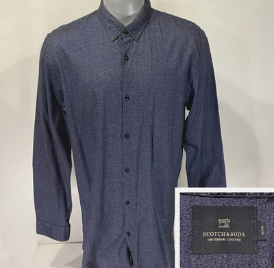 Scotch & Soda Slim Fit XXL Navy Blue Long Sleeve Shirt (fits like an XL) Mens