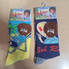 Bob Ross The Joy Of Painting Funny Novelty Crew Socks Unisex Lot Of 2 NWT