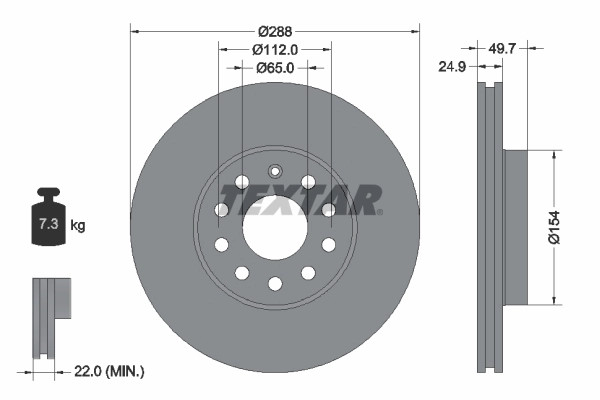 Disques de frein Textar 92120805 avant compatibles 1K0615301K et 1K0615301T