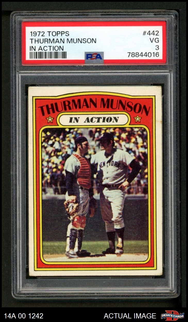 1972 Topps #442 Thurman Munson In Action Yankees PSA 3 - VG