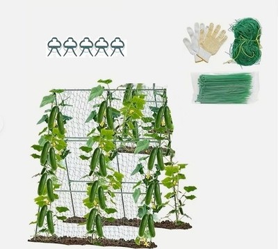 48'' x 48'' foldable cucumber trellis garden net clips zucchini vegetables