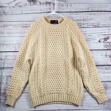Vintage Irish Fisherman Aran Cable Knit Chunky Wool Sweater Mens 44