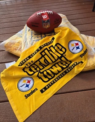 LITTLE EARTH NEW "SHIPS WORLD WIDE" MYRON COPE'S OFFICIAL TERRIBLE TOWEL PITTSBURGH STEELERS