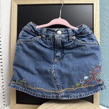 Osh Kosh B  Gosh Vintage 3T Embroidered Rainbow Denim Skort Skirt Shorts Y2K 90s