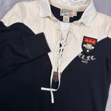 Rugby Ralph Lauren Black Embroidered Crest Rugby Lace Up Dress LS Womens Small