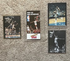 Vintage 1982-83 USA Network Schedule + 6 Photo Prints 5x7 Julius Erving ABA NBA
