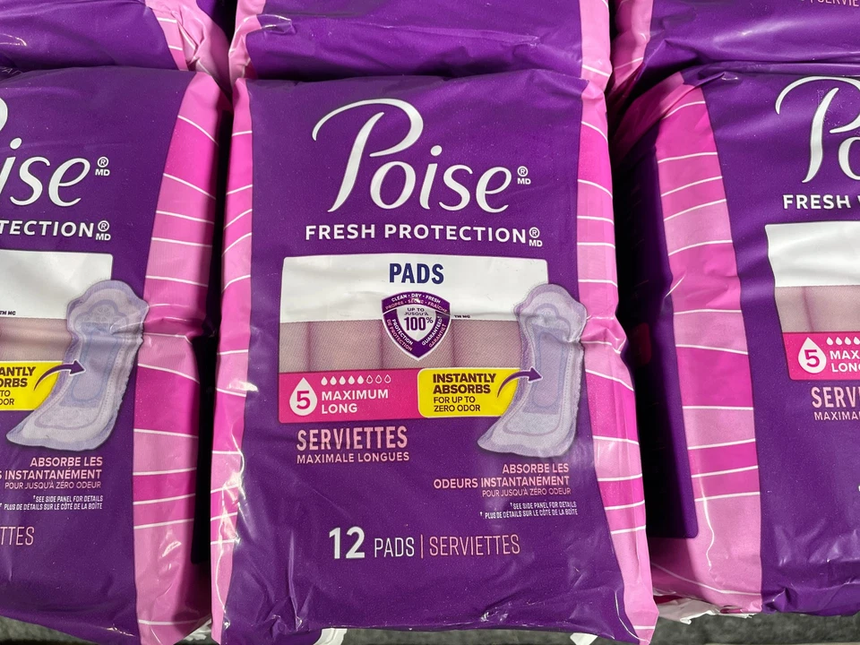 Almohadillas de protección Poise Fresh #5 máximo largo 192 almohadillas totales - paquetes despeinados Foto 3 de 4