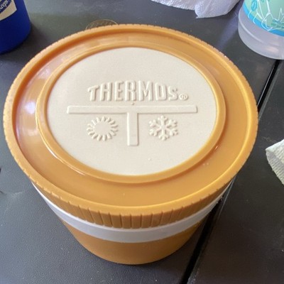 Thermos Insulated Jar 1 pt Twist Lid Hot/Cold Orange/White Model 1155/3