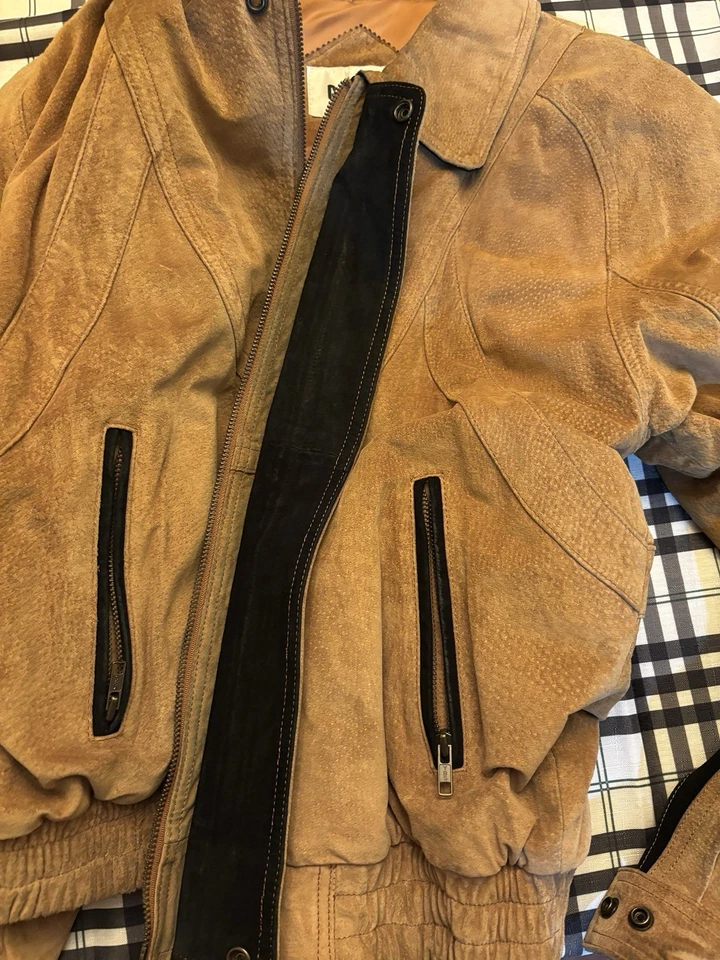 Gitano/Leather Medium Nubuck Leather Brown Bomber Jacket Men’s - Image 2 of 4