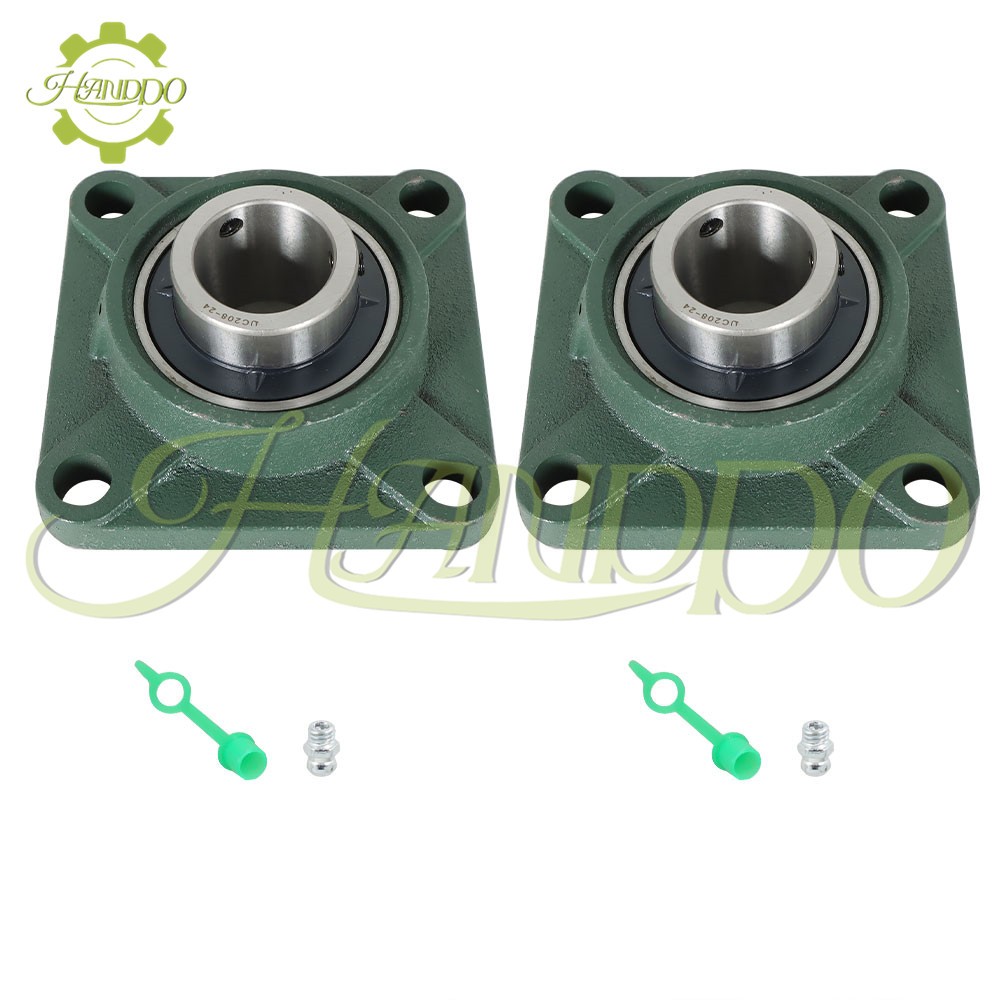 2Pcs 1-1/2" Bore UCF208-24 Pillow Block Flange Bearing 4 Bolt Solid Base