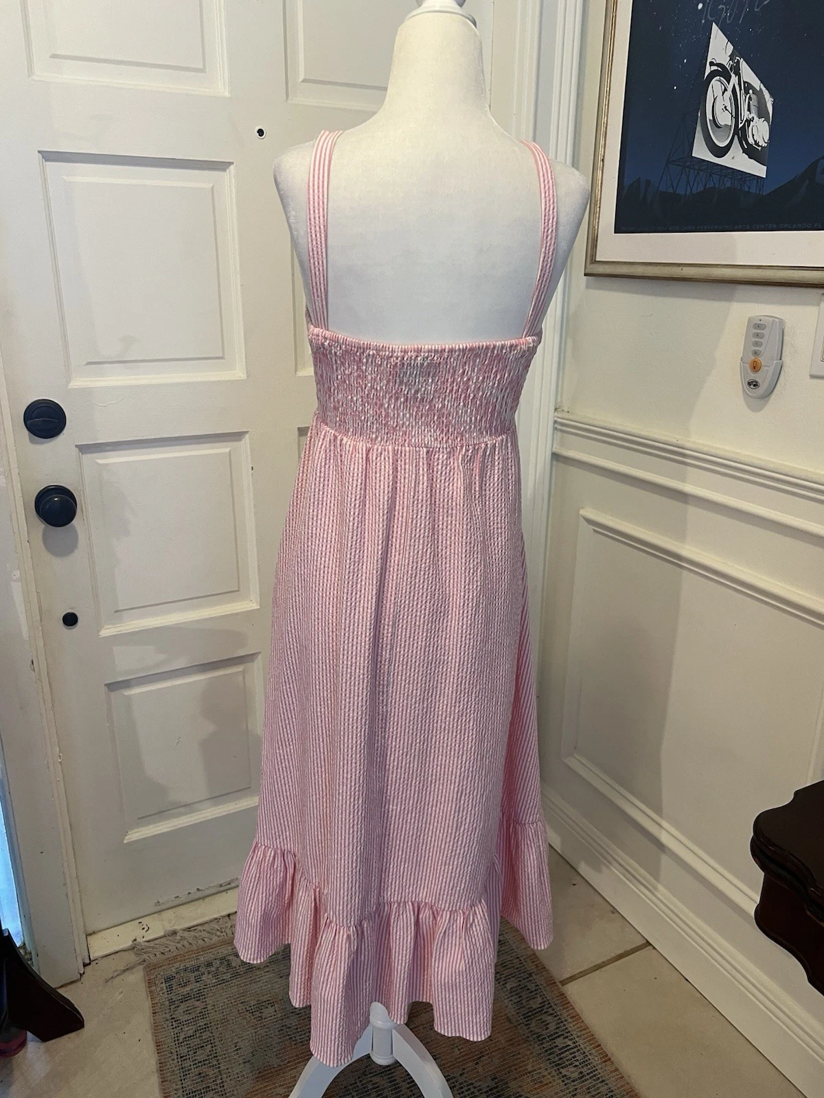 Abito con fiocco Seersucker rosa e bianco Kate Spade us intime ottimeioni condiz t