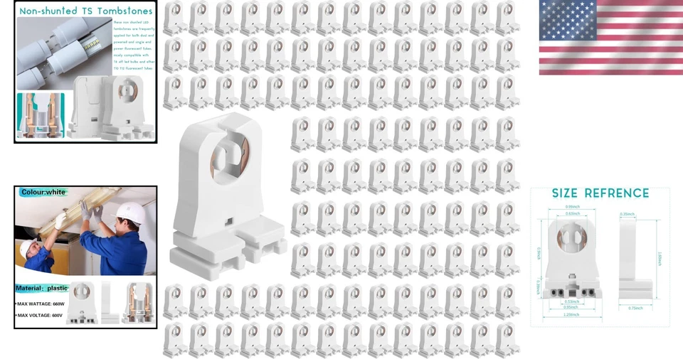 100 Pack T8 T10 T12 LED Tombstones for Ballast Replacements - Image 2 of 4