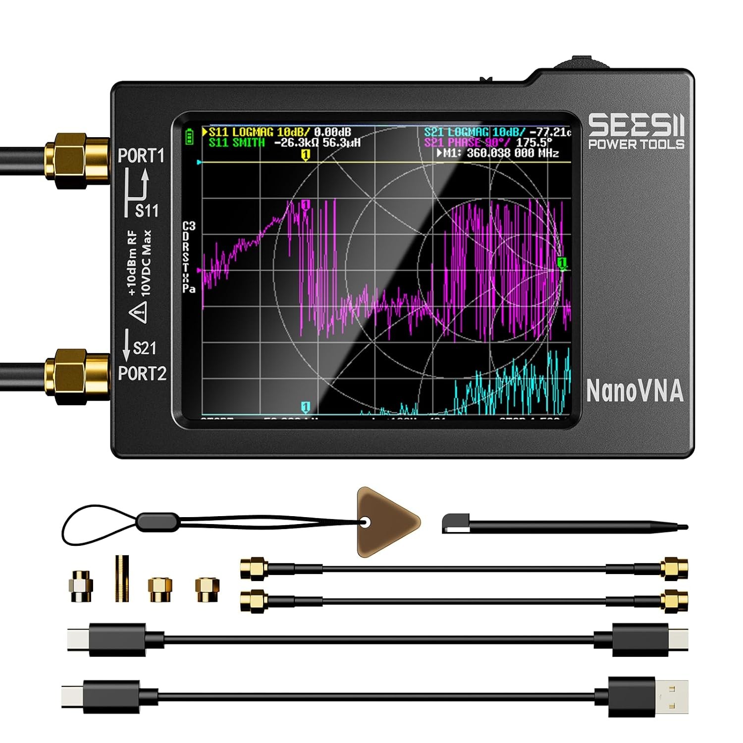 SeeSii NanoVNA Vector Network Analyzer 10KHz-1.5GHz MF HF VHF Antenna Analyzer