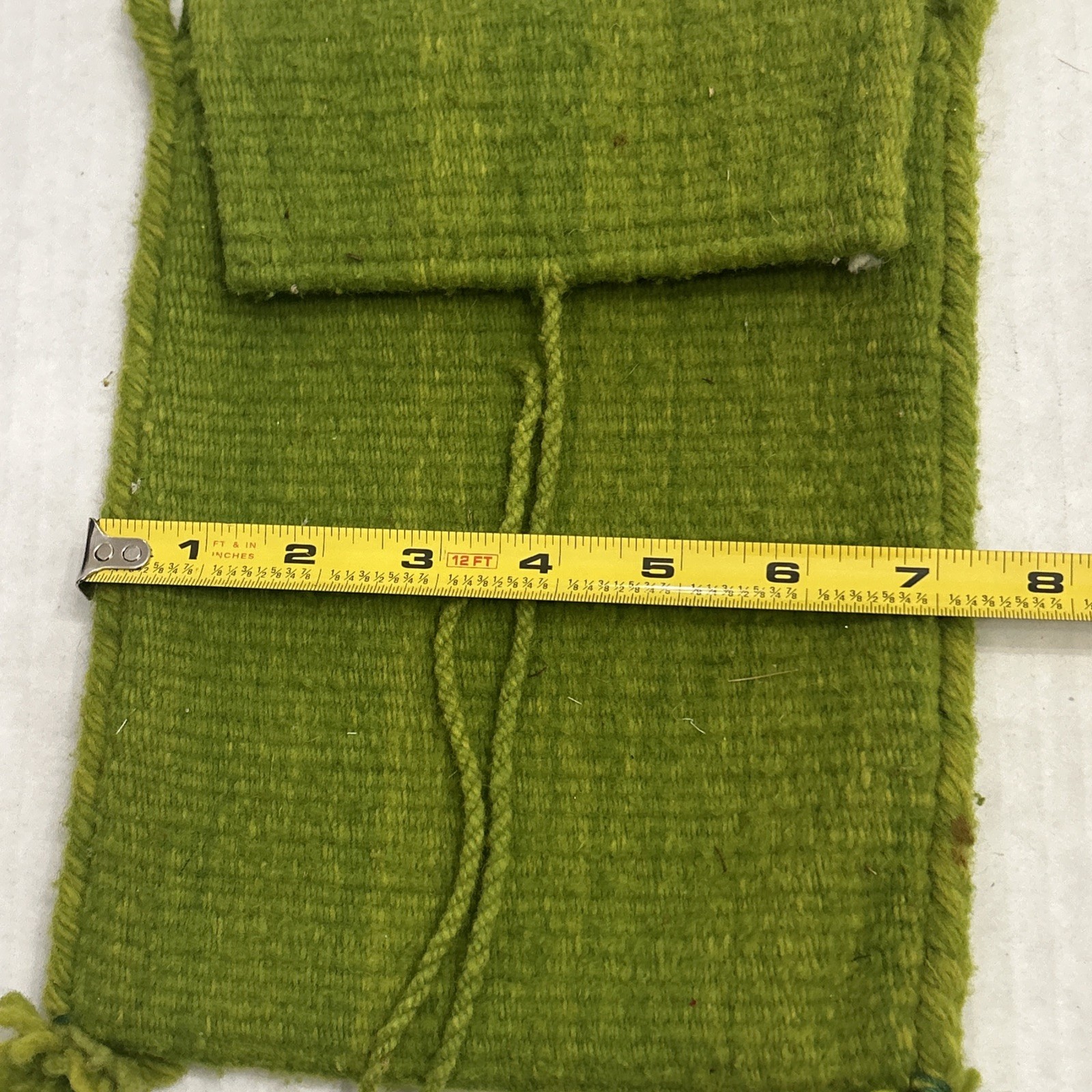 Handmade Green Wool Pouch With String Closure - image 7
