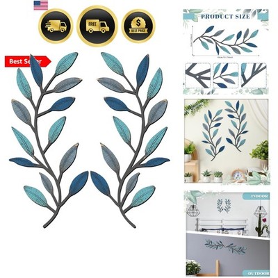 2 Pieces Metal Tree Leaf Wall Decor Vine Olive Branch Leaf Wall Art Living Ro...