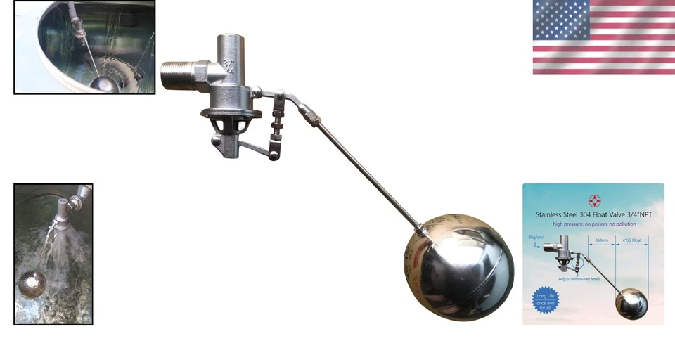 304 Stainless Steel High-Pressure Float Ball Valve - Adjustable Water Level - Image 2 of 4