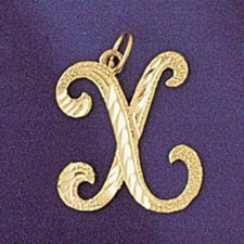 Initial X Classic Charm Pendant 14k Gold