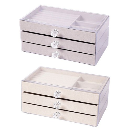 Stackable Jewelry Storage Box With 3 Drawers Earring Holder Display Storage