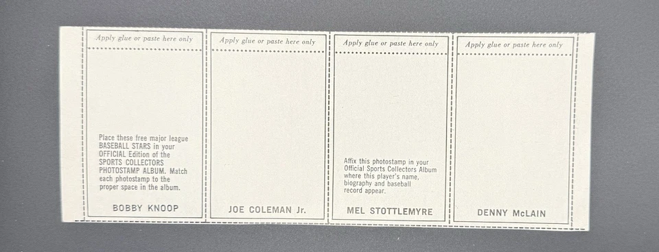 Sello fotográfico vintage 1969 tiras de béisbol sin cortar de 36 jugadores - casi como nuevo Foto 4 de 4