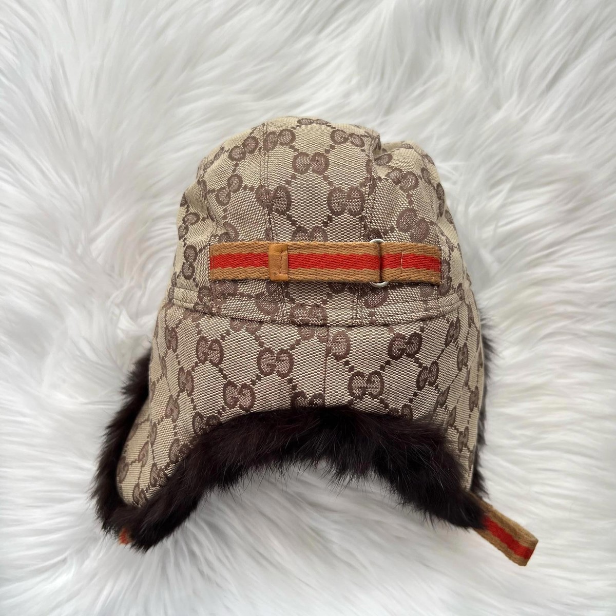 Gucci Vintage GG Monogram Pilot Flight Cap Size S (Fits XS) GUCCI Cotton twill-trimmed printed silk-twill baseball cap  main image 3