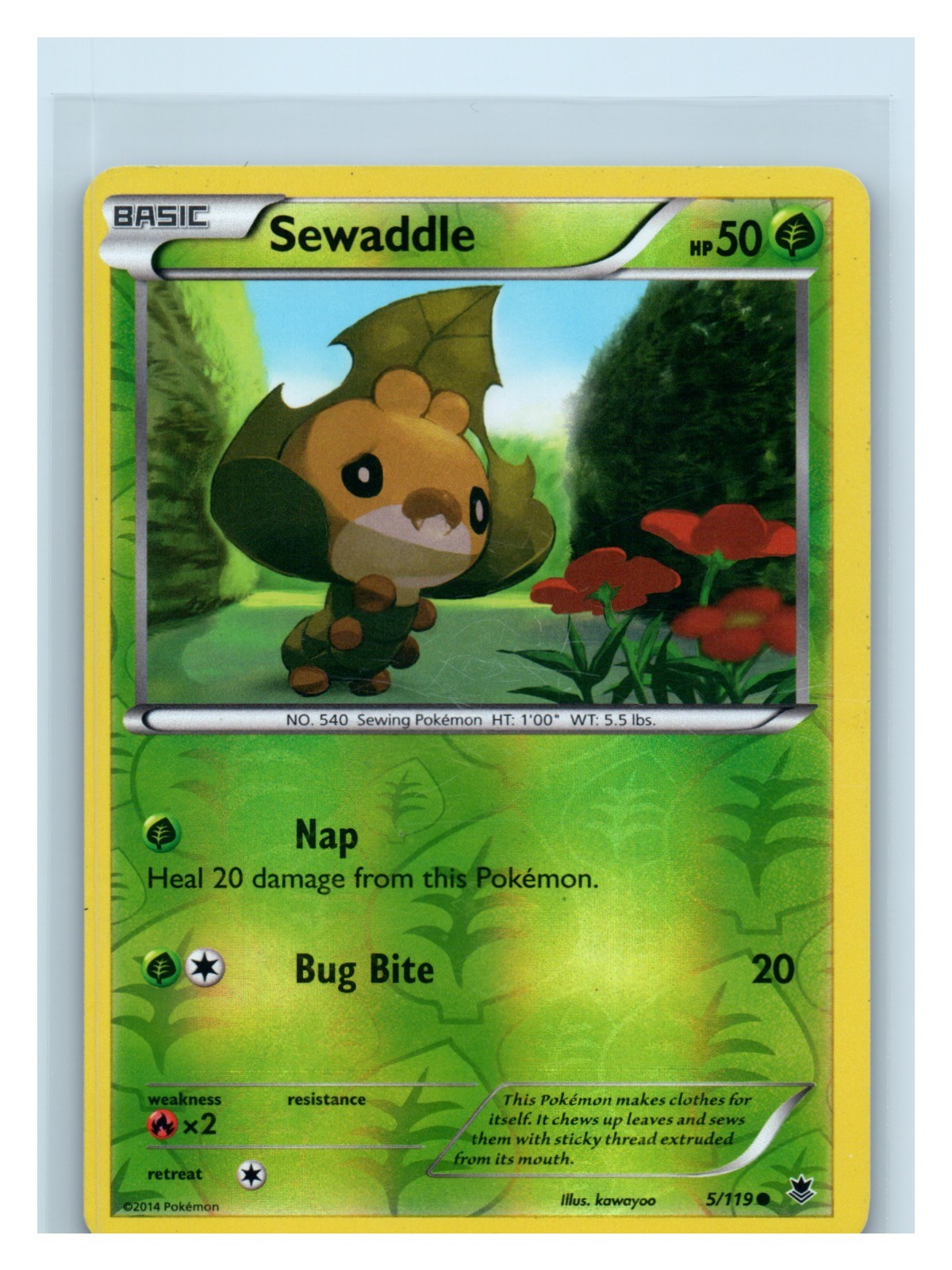 Sewaddle Reverse Holo 5/119 Common 2014 XY - Phantom Forces LP