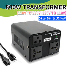 800W Voltage Transformer Step Up/Down Convert from 110-120V to 220-240V 3Outlets