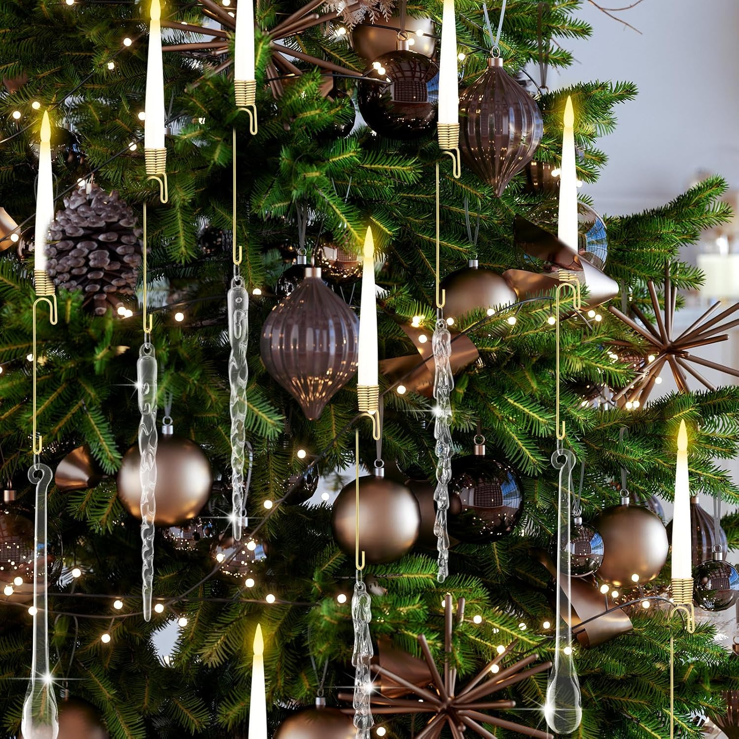 20 Sets Christmas Tree Candle Holders, Metal Christmas Candle Holders with Ac...