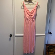 ZARA Pink Ruched Midi Dress M | NWT Sleeveless Bodycon Summer Slip Y2K Chic