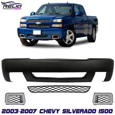Front Bumper Cover Primed Bumper Grille Kit For 2003-2007 Chevy Silverado 1500