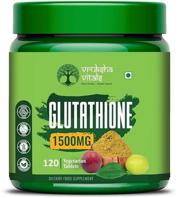 Vruksha Vitals Glutathione 1500mg 120 Tablets Collagen, Biotin, Vitamins E, C