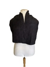 Authentic FENDI 100 Wool Scarf Wrap Shawl Brown Black Made in Italy A108