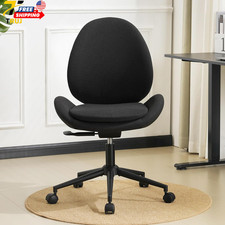 Chenille Armless Desk Chair with Wheels Upholstered Home Office Chair with Doubl