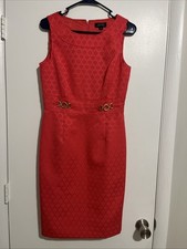 Tahari Tangerine Coral Sleeveless Social Dress Size 4 /L