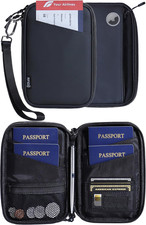 Family Passport Holder for 4, Black Passport Wallet for Travel  , Passport Cove..