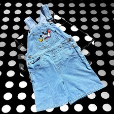 Vintage Disney Mickey  Friends Embroidered Denim Shortalls Kids Size 5