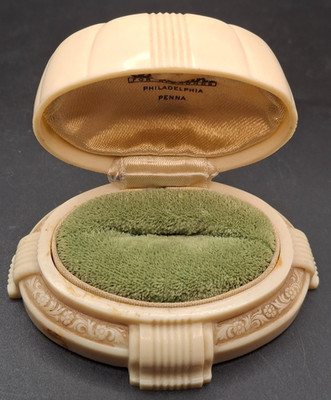 Vintage Art Deco Celluloid Ring Box Weimans Philadelphia Jewelers Presentation